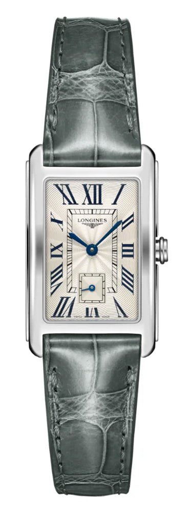 Longines DolceVita Stainless Steel Silver Dial Gray Leather Strap Quartz Womens Watch L5.512.4.71.3 - Watches & Beyond