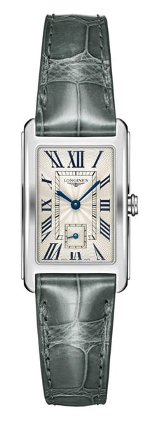 Longines DolceVita Stainless Steel Silver Dial Gray Leather Strap Quartz Womens Watch L5.512.4.71.3 - Watches & Beyond