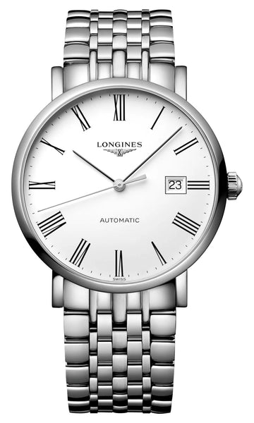 Longines Elegant Automatic Stainless Steel White Dial Date Mens Watch L4.910.4.11.6 - Watches & Beyond