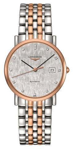 Longines Elegant Automatic Two - Tone Stainless Steel Silver Dial Diamonds Womens Watch L4.809.5.77.7 - WAB - Shipping Dept.