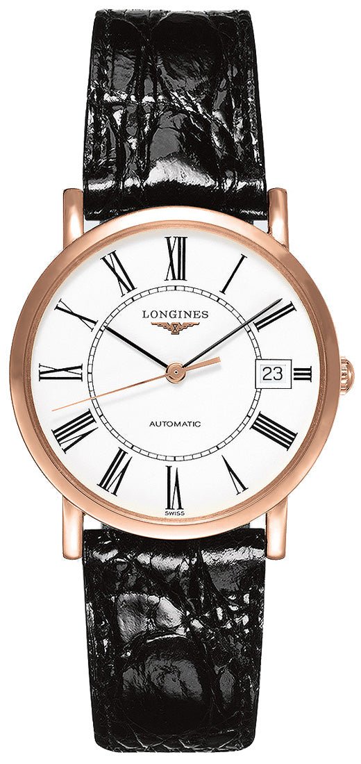 Longines Elegant Collection Automatic 18kt Rose Gold Mens Watch White Dial Calendar L4.778.8.11.0 - WAB - Shipping Dept.