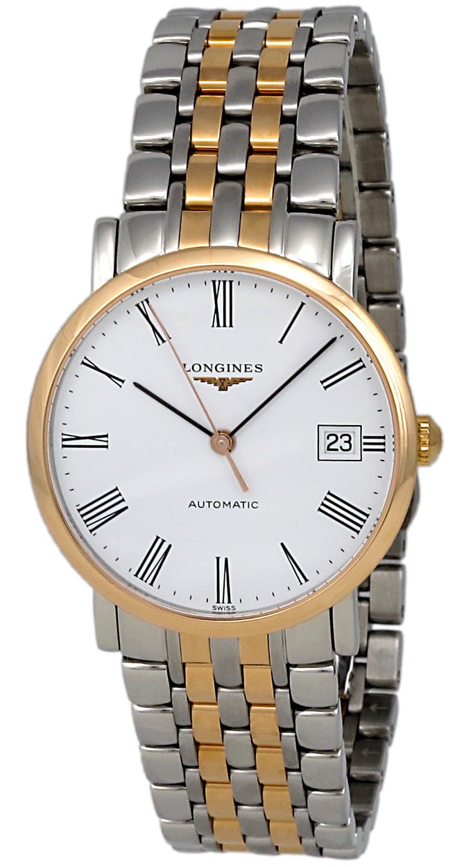 Longines Elegant Collection Automatic Steel & 18k Rose Gold Plated Mens Watch L4.809.5.11.7 - WAB - Shipping Dept.