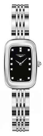 Longines Equestrian Stainless Steel Black Dial Diamonds Quartz Womens Watch L6.140.4.57.6 - WAB - Shipping Dept.