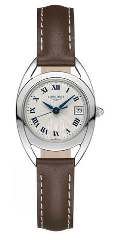 Longines Equestrian Stainless Steel Silver Dial Brown Leather Strap Date Quartz Womens Watch L6.136.4.71.2 - WAB - Shipping Dept.