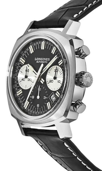Longines Heritage 1973 Automatic Chronograph Stainless Steel Black Dia