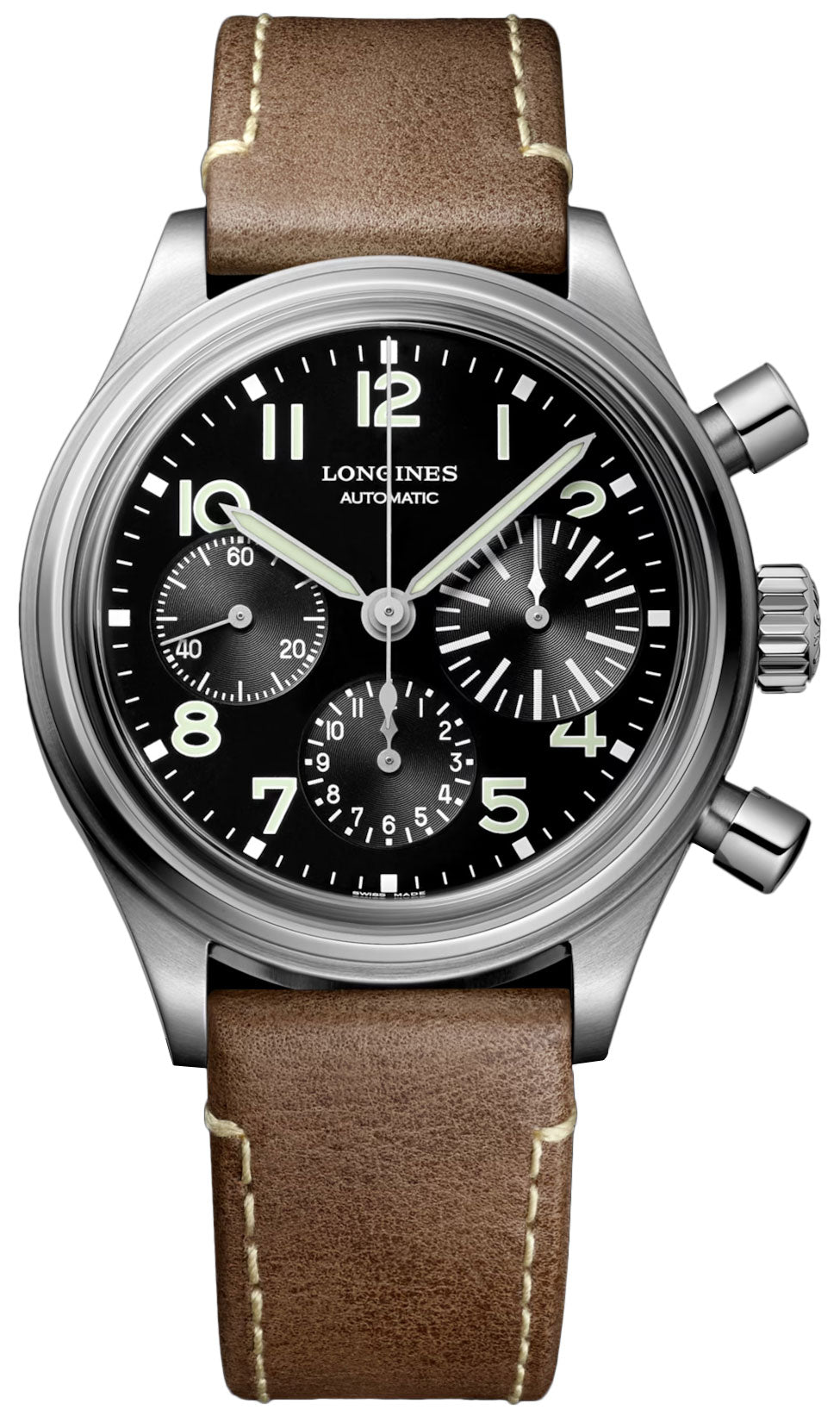 Longines Heritage Avigation BigEye Chronograph Black Dial Brown Leather Strap Mens Watch L2.816.4.53.2 - WAB - Shipping Dept.