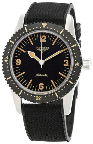 Longines Heritage Skin Diver Automatic Stainless Steel Black Dial Black Rubber Strap Mens Watch L2.822.4.56.9 - WAB - Shipping Dept.