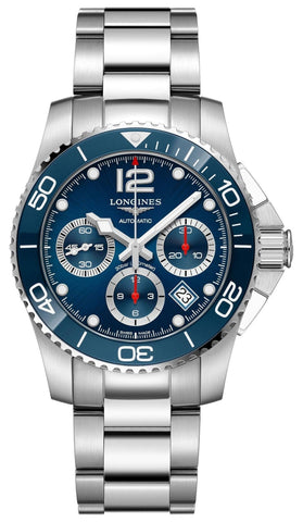 Longines HydroConquest Automatic Chronograph Stainless Steel Blue Dial Date Divers Mens Watch L3.783.4.96.6 - WAB - Shipping Dept.