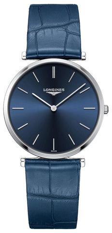 Longines La Grande Classique Stainless Steel Blue Dial Blue Leather Strap Quartz Unisex Watch L4.755.4.95.2 - WAB - Shipping Dept.