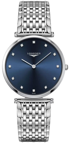 Longines La Grande Classique Stainless Steel Blue Dial Diamonds Quartz Unisex Watch L4.755.4.97.6 - WAB - Shipping Dept.