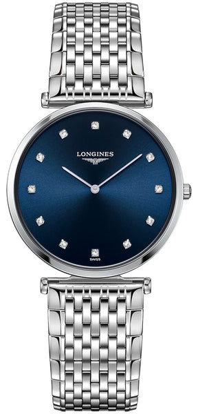 Longines La Grande Classique Stainless Steel Blue Dial Diamonds Quartz Womens Watch L4.709.4.97.6 - WAB - Shipping Dept.