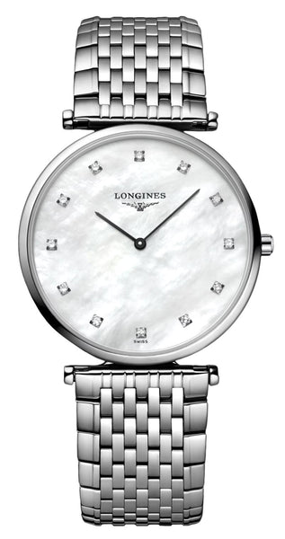 Longines La Grande Classique Stainless Steel Mother - Of - Pearl Dial Diamonds Quartz Womens Watch L4.709.4.88.6 - Watches & Beyond