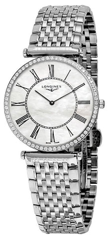 Longines La Grande Classique Stainless Steel Mother - Of - Pearl Dial Diamonds Quartz Womens Watch L4.741.0.99.6 - WAB - Shipping Dept.