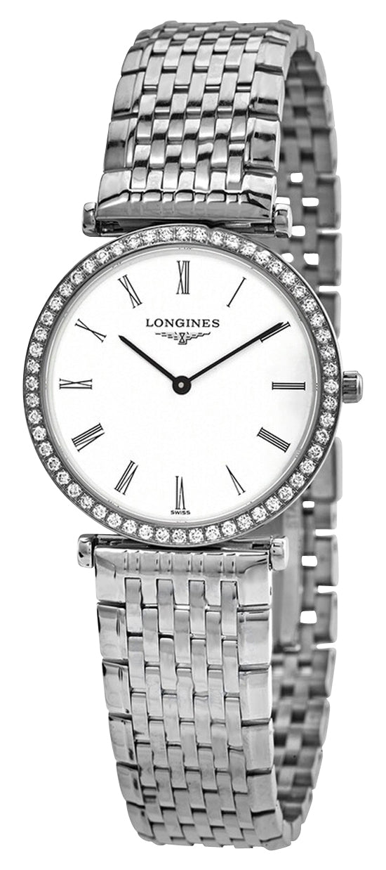 Longines La Grande Classique Stainless Steel White Dial Diamonds Quartz Womens Watch L4.513.0.11.6 - Watches & Beyond