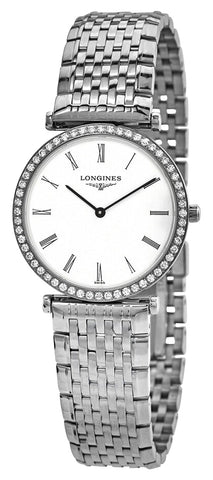 Longines La Grande Classique Stainless Steel White Dial Diamonds Quartz Womens Watch L4.513.0.11.6 - Watches & Beyond