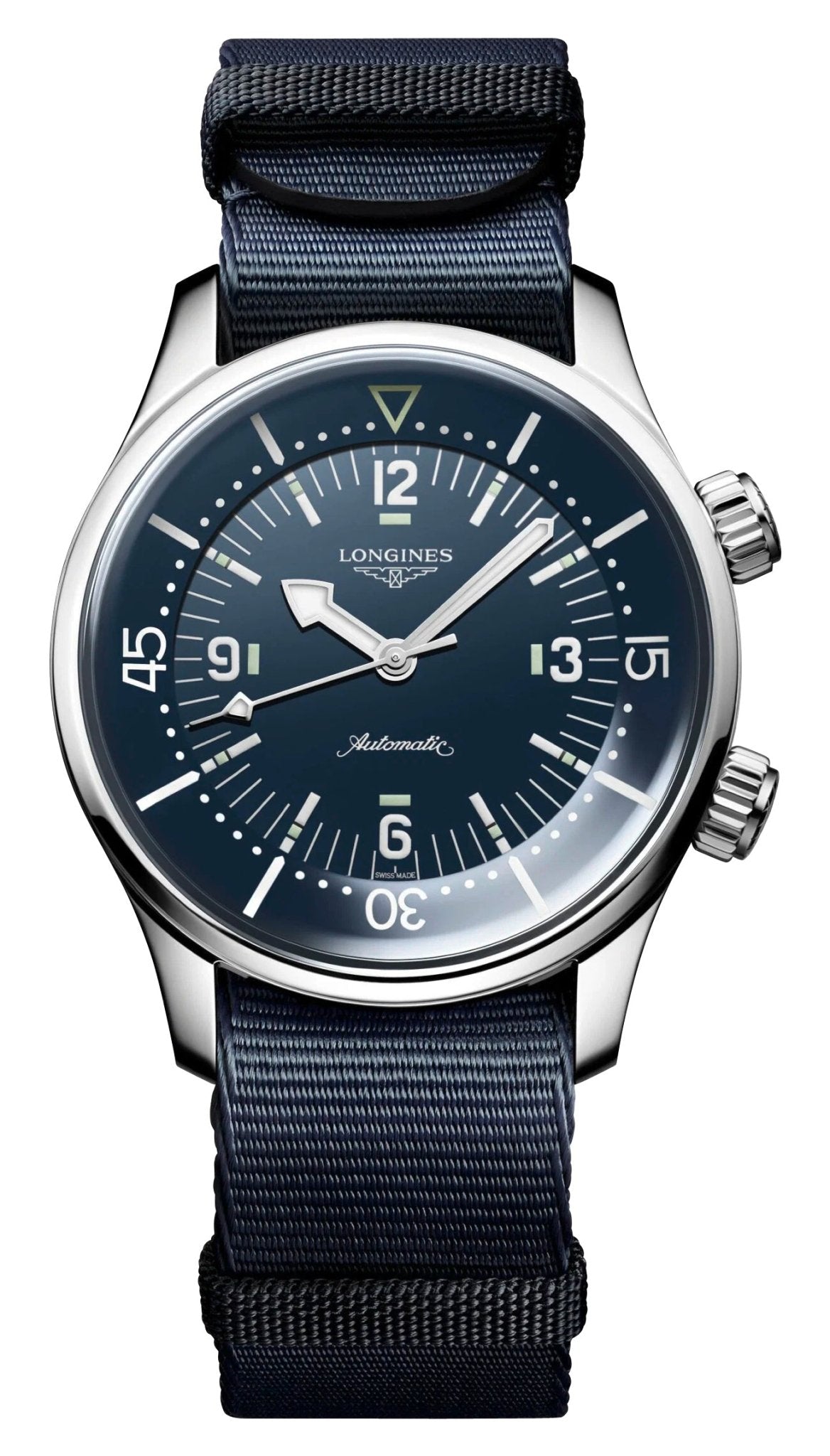 Longines Legend Diver Automatic Stainless Steel Blue Dial Blue NATO Nylon Strap Divers Mens Watch L3.764.4.90.2 - Watches & Beyond