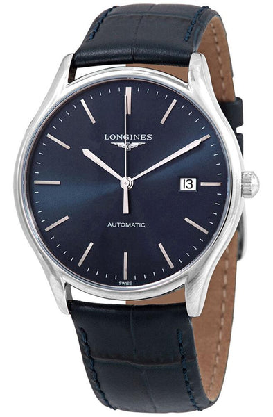 Longines Lyre Automatic Stainless Steel Blue Dial Blue Leather Strap Date Mens Watch L4.960.4.92.2 - WAB - Shipping Dept.