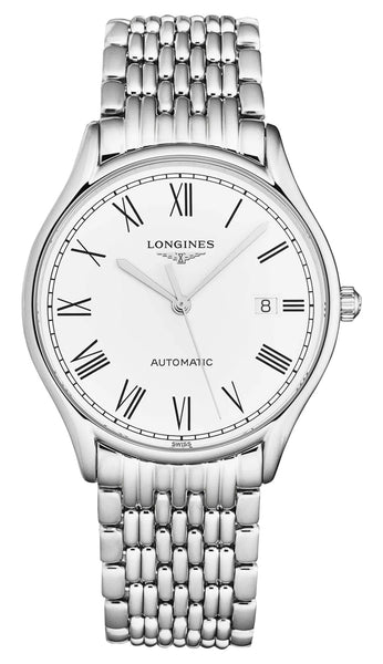 Longines Lyre Automatic Stainless Steel White Dial Date Mens Watch L4.960.4.11.6 - Watches & Beyond