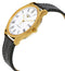Longines Lyre Automatic Yellow Gold PVD White Dial Black Leather Strap Date Mens Watch L4.960.2.11.2 - Watches & Beyond