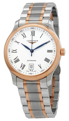 Longines Master Collection Automatic 18k Rose Gold and Steel White Dial Date Mens Watch L2.628.5.19.7 - WAB - Shipping Dept.