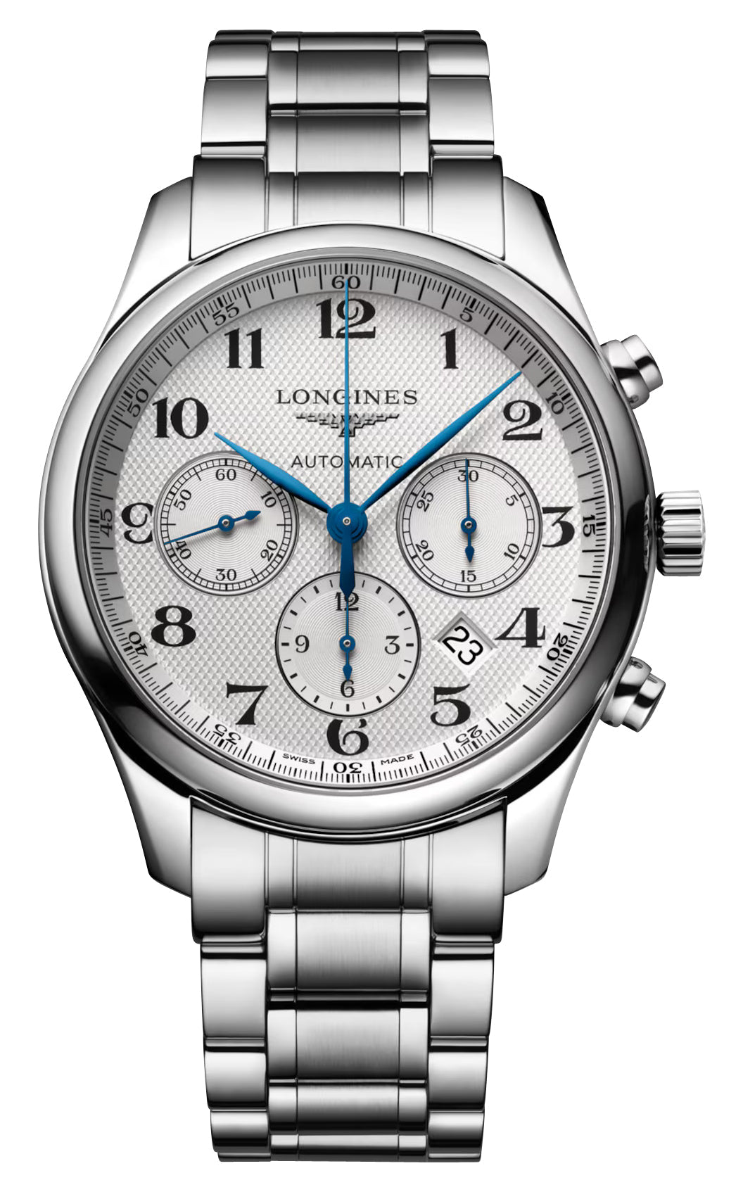 Longines Master Collection Automatic Chronograph Stainless Steel Silver-Tone Dial Date Mens Watch L2.759.4.78.6 - Watches & Beyond