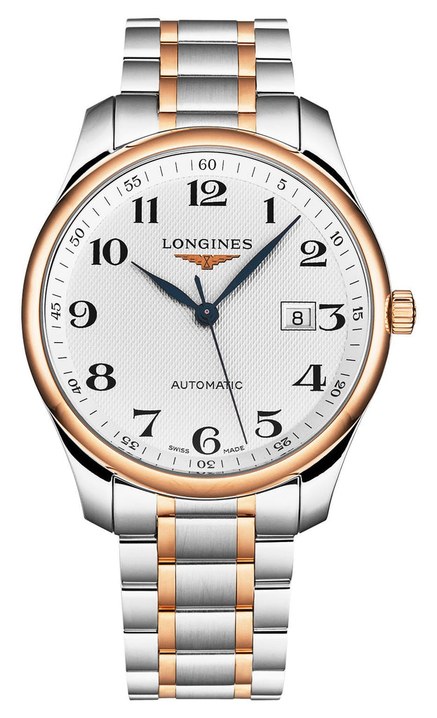 Longines Master Collection Automatic Stainless Steel and 18K Rose Gold Silver Dial Date Mens Watch