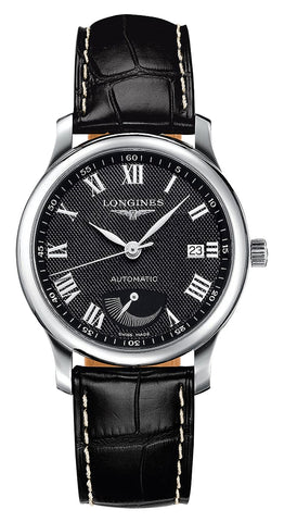 Longines Master Collection Automatic Stainless Steel Black Dial Black Leather Strap Date Power Reserve Mens Watch L2.708.4.51.7 - Watches & Beyond