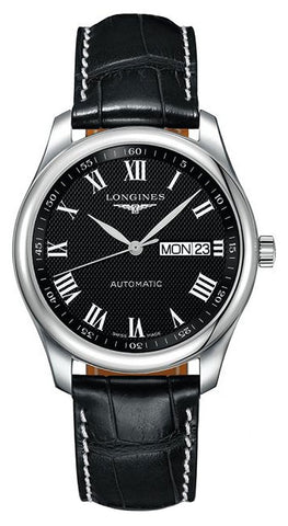 Longines Master Collection Automatic Stainless Steel Black Dial Black Leather Strap Day/Date Mens Watch L2.755.4.51.7 - WAB - Shipping Dept.