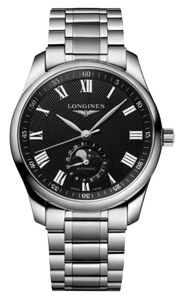 Longines Master Collection Automatic Stainless Steel Black Dial Moonphase Date Mens Watch L2.909.4.51.6 - Watches & Beyond