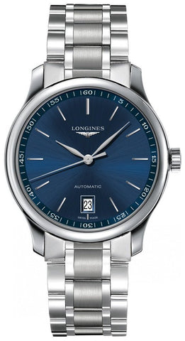 Longines Master Collection Automatic Stainless Steel Blue Dial Date Mens Watch L2.628.4.92.6 - WAB - Shipping Dept.