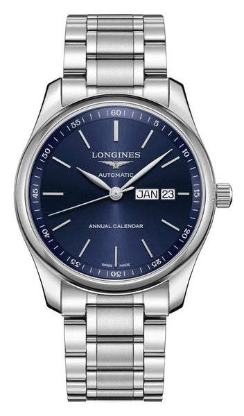 Longines Master Collection Automatic Stainless Steel Blue Dial Date/Month Mens Watch L2.910.4.92.6 - WAB - Shipping Dept.