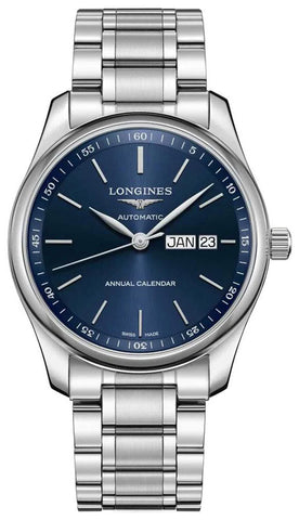 Longines Master Collection Automatic Stainless Steel Blue Dial Date/Month Mens Watch L2.910.4.92.6 - Watches & Beyond