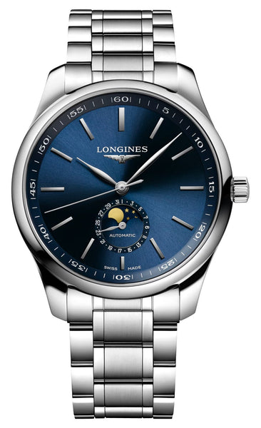 Longines Master Collection Automatic Stainless Steel Blue Dial Moonphase Date Mens Watch L2.919.4.92.6 - Watches & Beyond