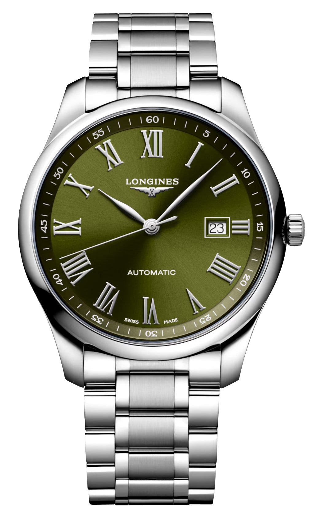 Longines Master Collection Automatic Stainless Steel Green Dial Date Mens Watch L2.893.4.09.6 - Watches & Beyond