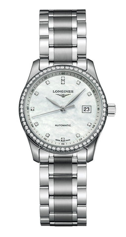 Longines Master Collection Automatic Stainless Steel Mother - Of - Pearl Dial Diamonds Date Womens Watch L2.257.0.87.6 - WAB - Shipping Dept.