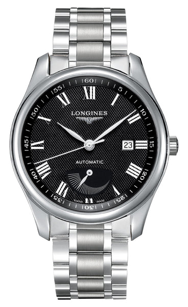 Longines Master Collection Power Reserve Automatic Stainless Steel Black Dial Date Mens Watch L2.908.4.51.6 - WAB - Shipping Dept.