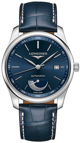 Longines Master Collection Power Reserve Automatic Stainless Steel Blue Dial Blue Leather Strap Date Mens Watch L2.908.4.92.0 - Watches & Beyond