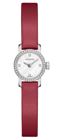 Longines Mini Hot Pink Leather Strap Mother - Of - Pearl Dial Diamonds Womens Watch L2.303.0.87.3 - WAB - Shipping Dept.