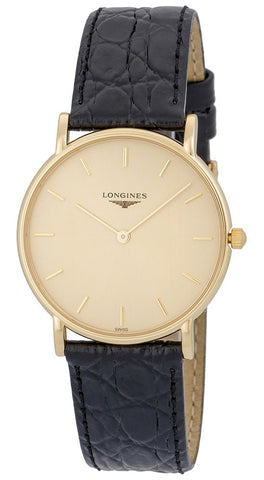 Longines Presence 18kt Solid Gold Mens Strap Luxury Swiss Quartz Watch L4.802.6.32.2 - Watches & Beyond