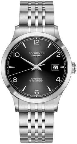 Longines Record Automatic COSC Stainless Steel Black Dial Date Mens Watch L2.821.4.56.6 - WAB - Shipping Dept.