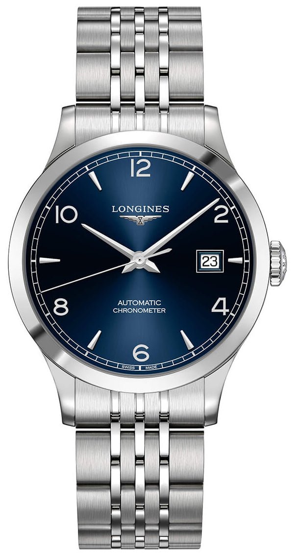 Longines Record Automatic COSC Stainless Steel Blue Dial Date Mens Watch L2.820.4.96.6 - WAB - Shipping Dept.