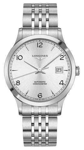 Longines Record Automatic COSC Stainless Steel Silver Dial Date Mens Watch L2.821.4.76.6 - WAB - Shipping Dept.