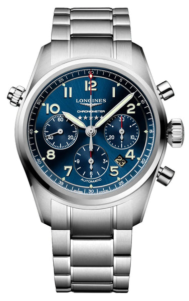 Longines Spirit Automatic Chronometer Chronograph Stainless Steel Blue Dial Date Mens Watch L3.820.4.93.6 - WAB - Shipping Dept.