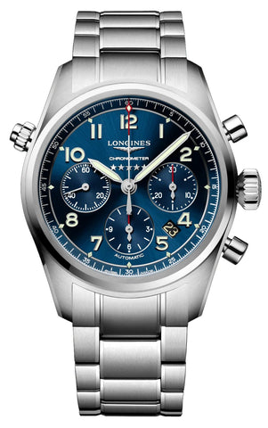 Longines Spirit Automatic Chronometer Chronograph Stainless Steel Blue Dial Date Mens Watch L3.820.4.93.6 - WAB - Shipping Dept.