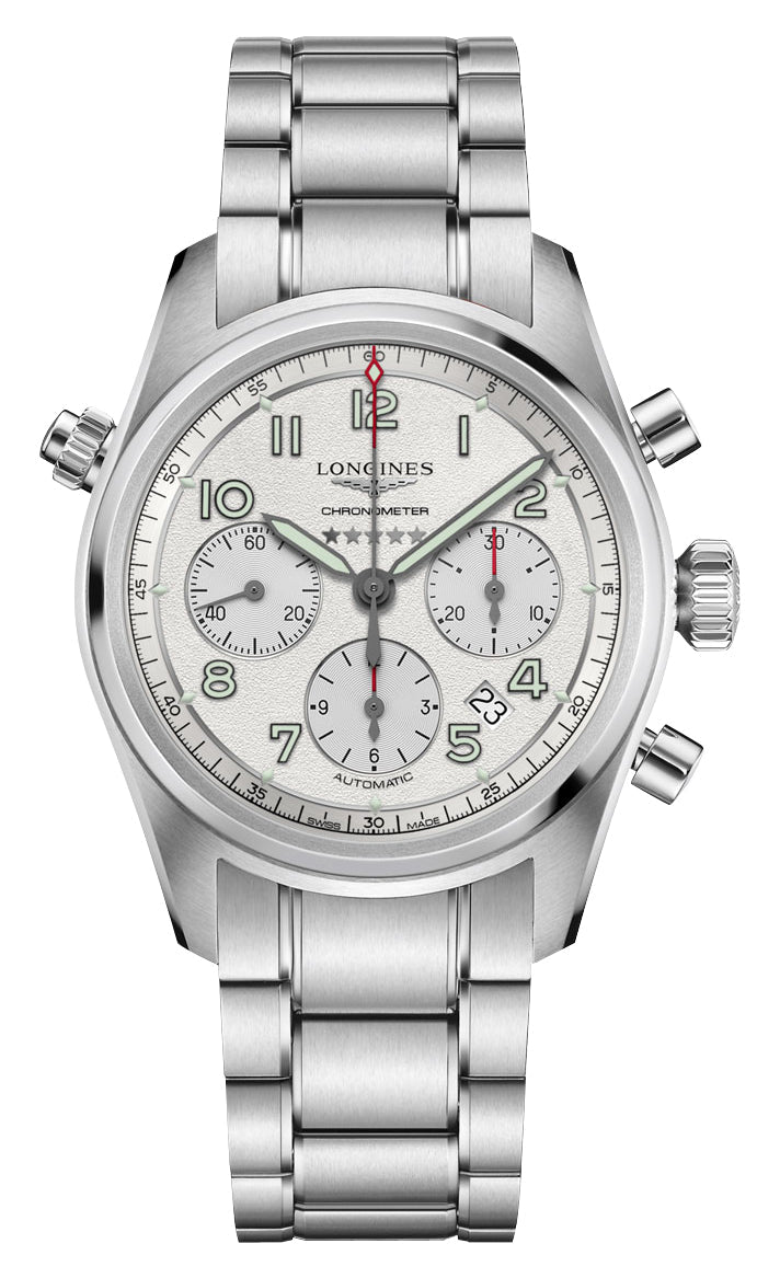 Longines Spirit Automatic COSC Chronograph Stainless Steel Silver Dial Date Mens Watch L3.820.4.73.6 - Watches & Beyond