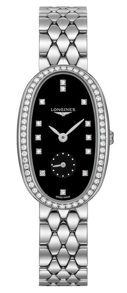 Longines Symphonette Stainless Steel Black Dial Diamonds Quartz Womens Watch L2.307.0.57.6 - WAB - Shipping Dept.