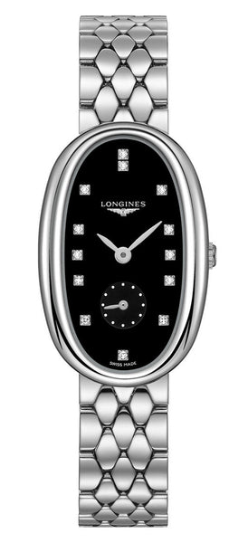 Longines Symphonette Stainless Steel Black Dial Diamonds Quartz Womens Watch L2.307.4.57.6 - Watches & Beyond