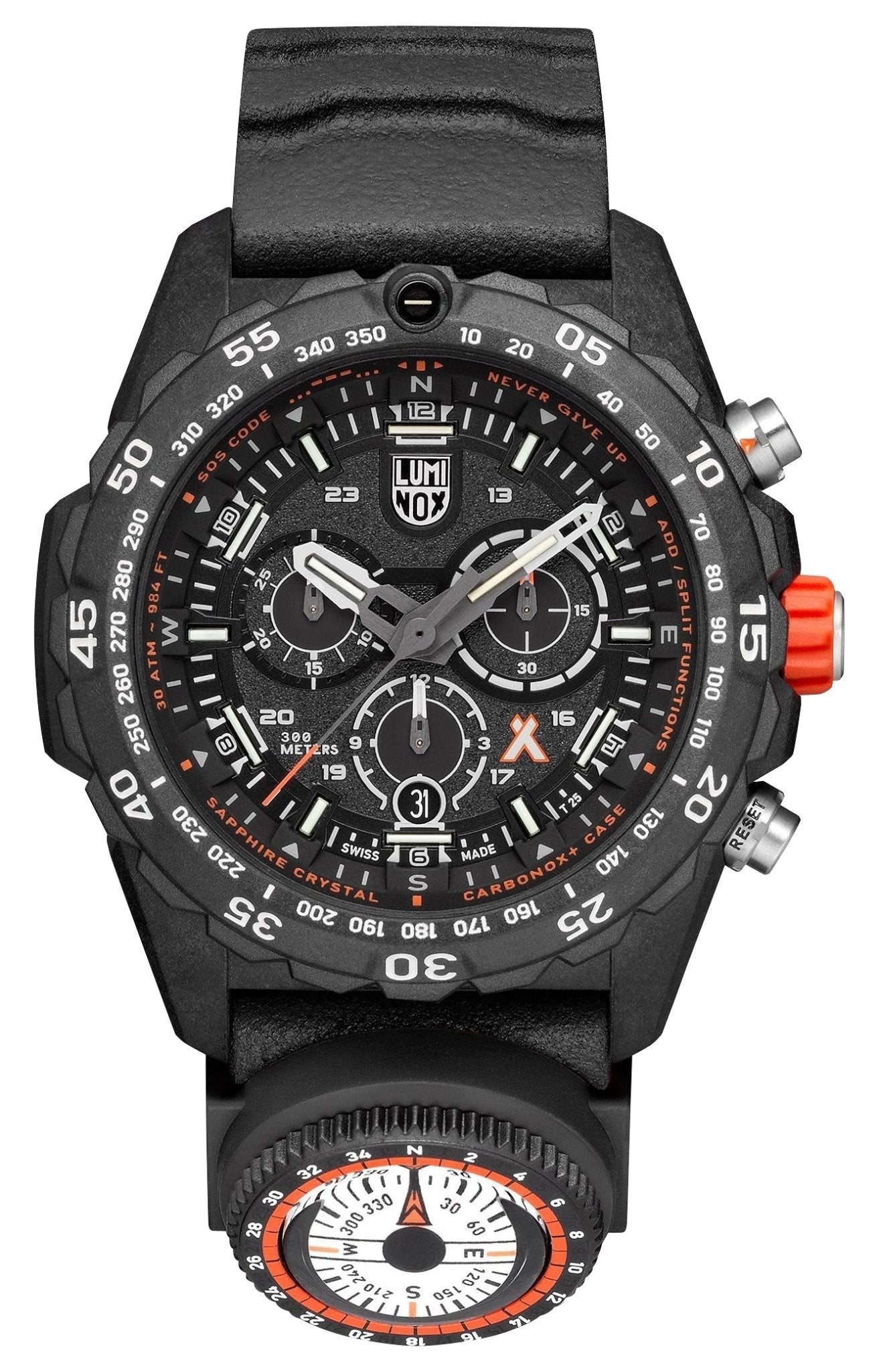 Luminox Bear Grylls Survival Chronograph CARBONOX+ Black Dial Black Rubber Strap Compass Date Divers Quartz Mens Watch XB.3741 - WAB - Shipping Dept.