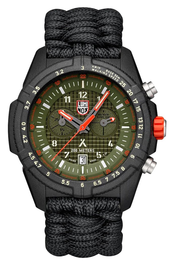 Luminox Bear Grylls Survival Chronograph CARBONOX Green Dial Black Textile Strap Date Divers Quartz Mens Watch XB.3797.KM - Watches & Beyond