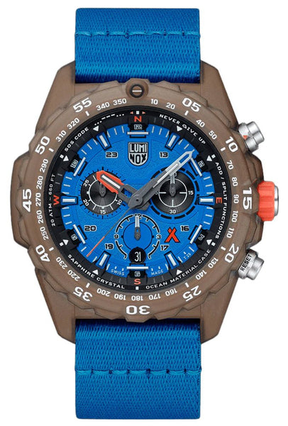 Luminox Bear Grylls Survival ECO Master Chronograph Blue Dial Blue Textile Strap Date Divers Quartz Mens Watch XB.3743.ECO - WAB - Shipping Dept.